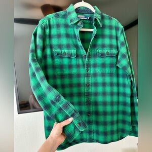 Unisex ‘Polo by Ralph Lauren’ Green Plaid Flannel for sale!